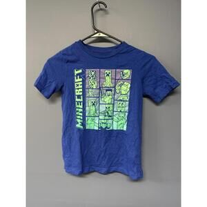 Minecraft Creeper Characters Blue Graphic T-Shirt Kids Size 6/7 SCP
